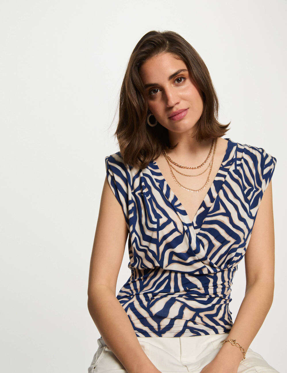 T-shirt mit kurzen Ärmeln mehrfarbig damen