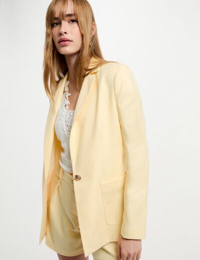 Blazer mit aufgesetzten Taschen pastelgelb damen