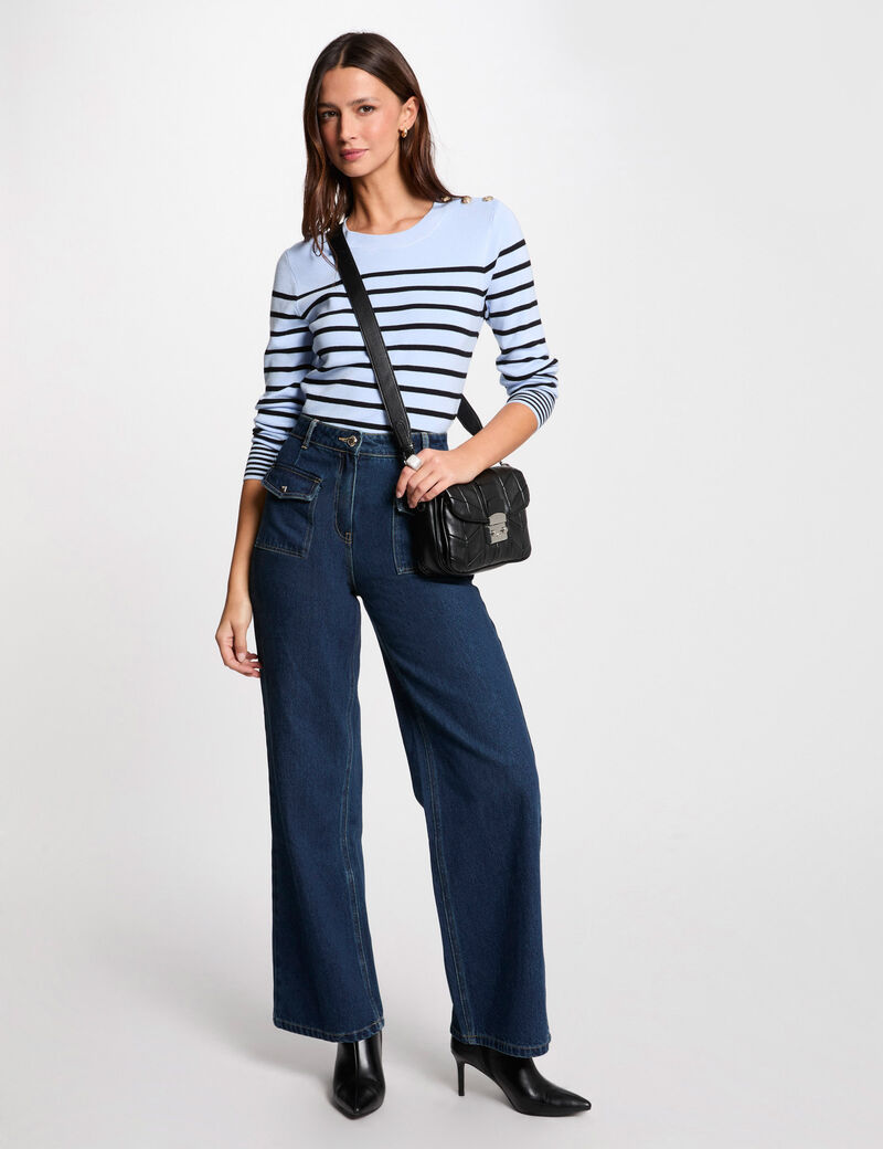 langarmeliger gestreifter pullover himmelblau damen Langärmeliger gestreifter Pullover himmelblau damen