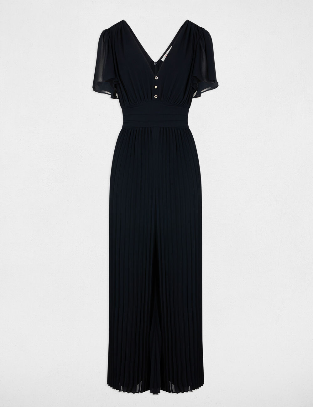 Combinaison pliss&eacute;e col v bleu marine femme