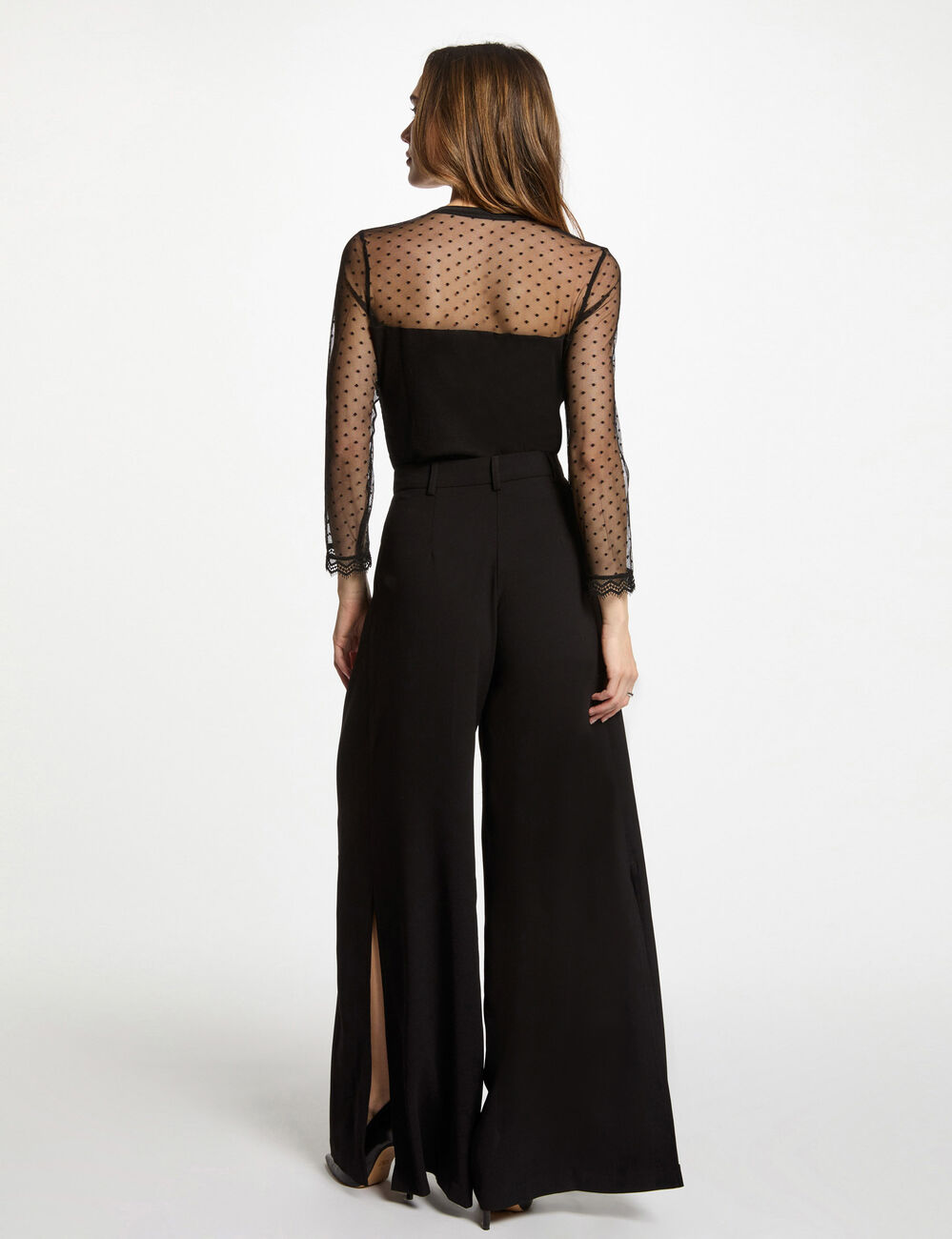 T-shirt manches 3/4 noir femme