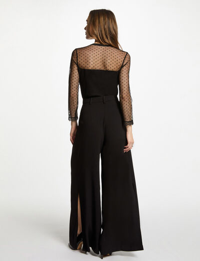 T-shirt manches 3/4 noir femme