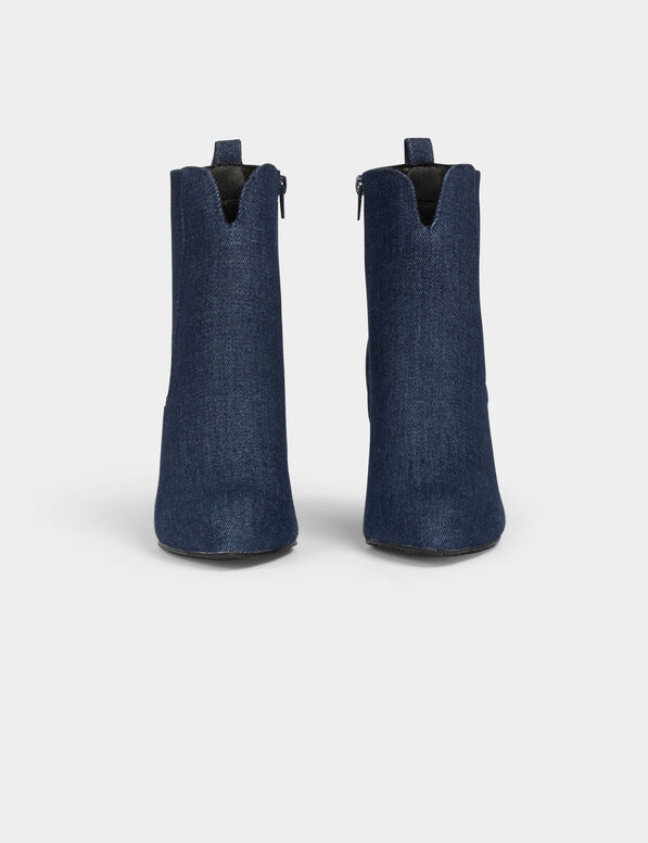 Stiefeletten mit Absatz aus Denim rohes denim damen