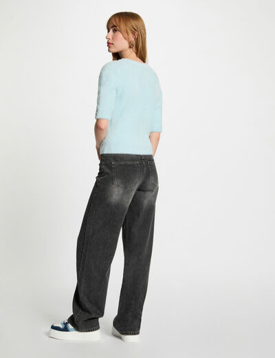 Kurzarm-Pullover himmelblau damen