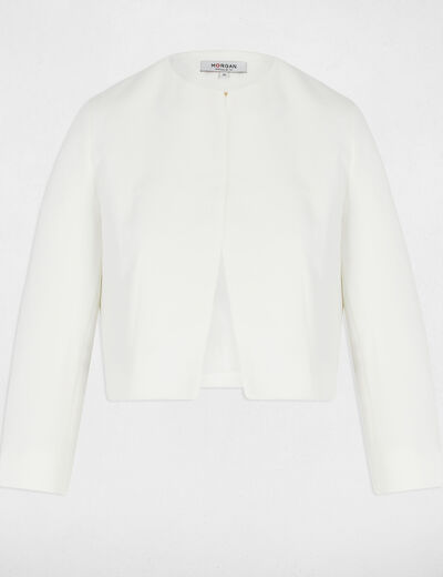 Veste courte manches 3/4 blanc femme