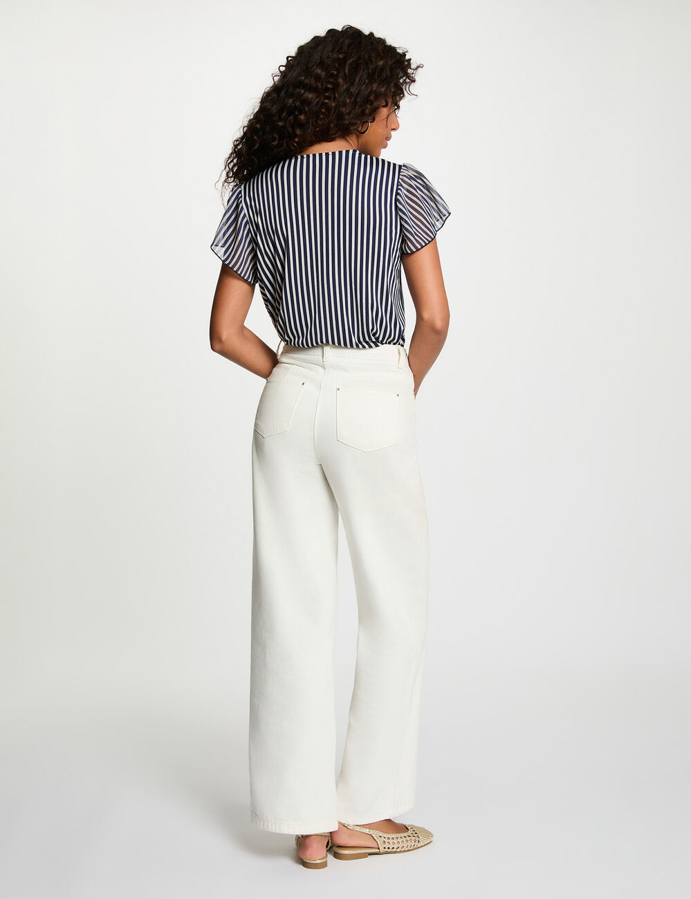T-Shirt mit Lavalli&egrave;re-Kragen marineblau damen