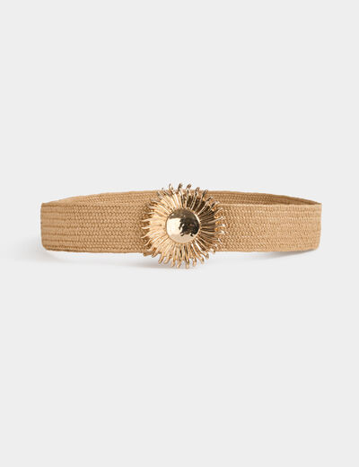 Ceinture large beige femme