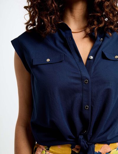 Blouse sans manches bleu pétrole femme