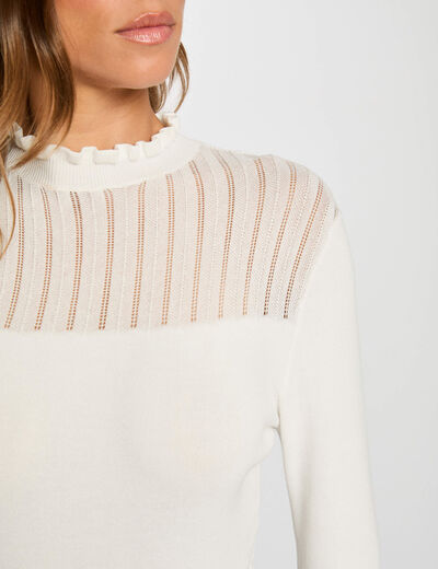 Pullover mit Stehkragen weiss damen