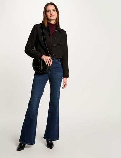 Kurze Tweedjacke schwarz damen