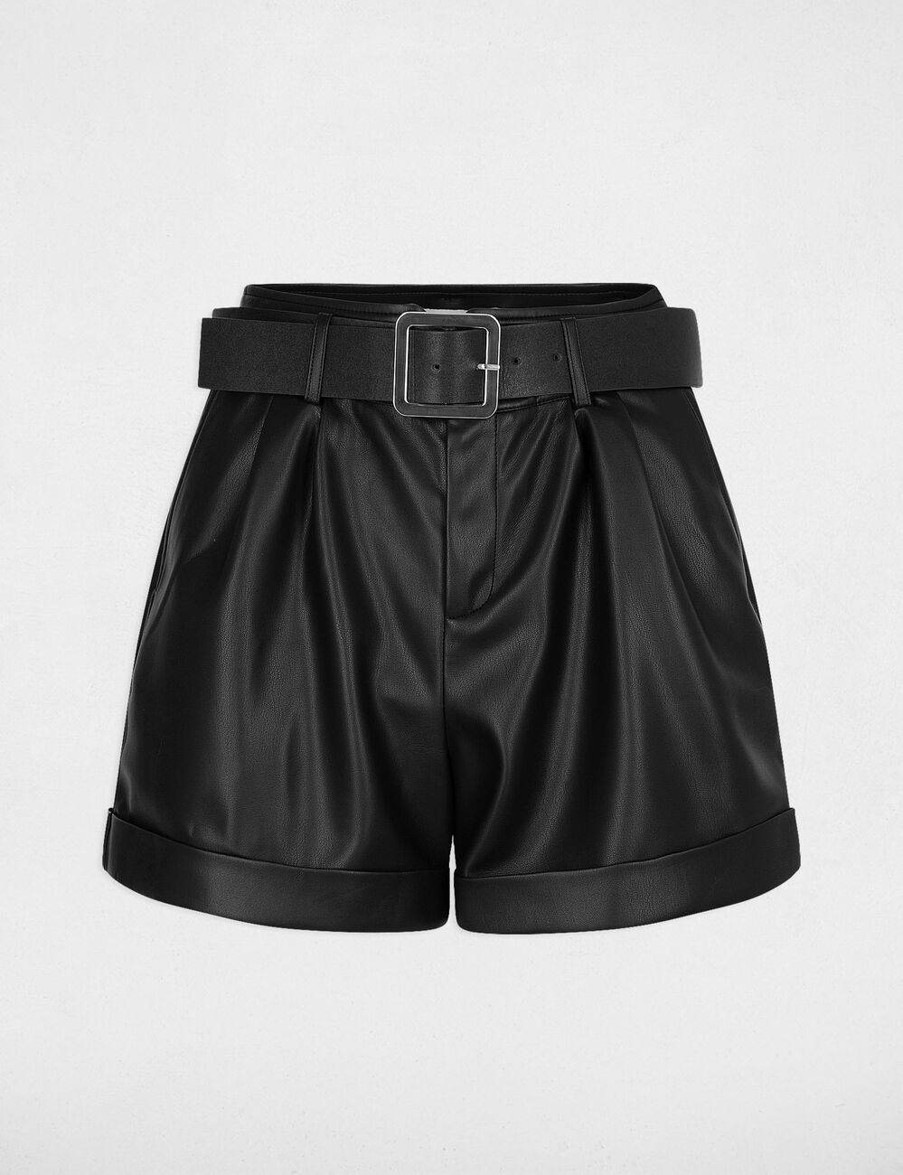Shorts aus Kunstleder schwarz damen