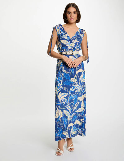 Robe longue droite imprimée multicolore femme