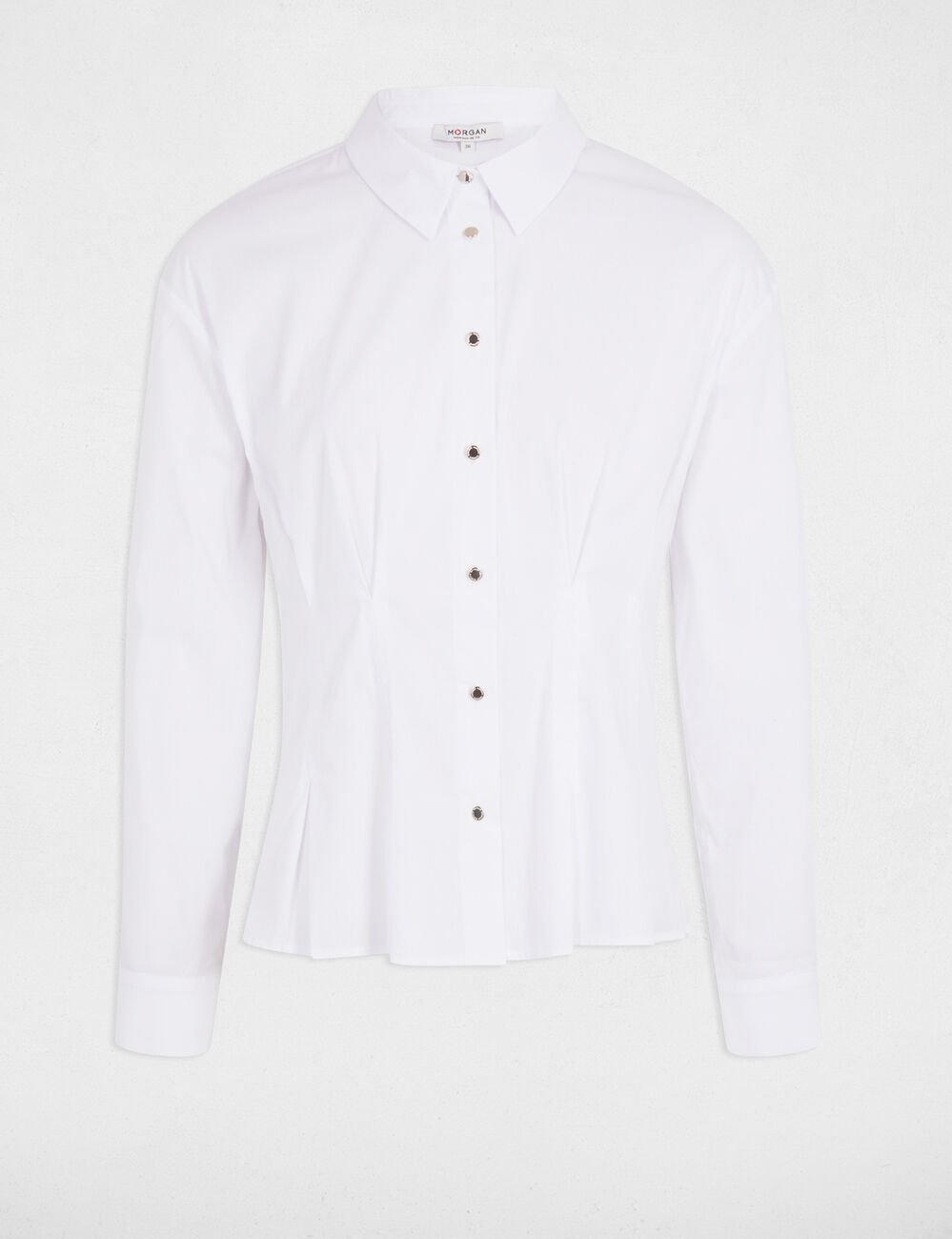 Chemise cintr&eacute;e col &agrave; revers blanc femme