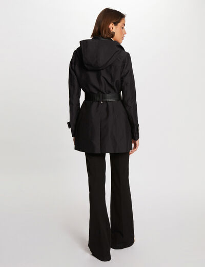 Trenchcoat Kunstlederdetails schwarz damen
