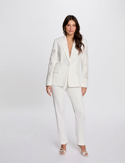 Blazer mit Spitzenärmeln weiss damen
