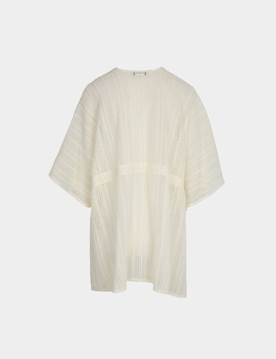 Poncho col v blanc femme