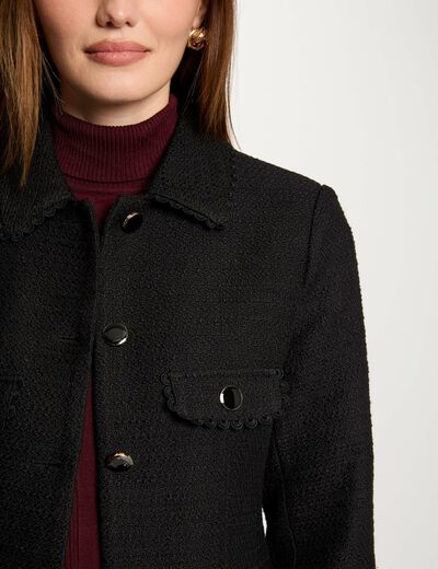 Kurze Tweedjacke schwarz damen