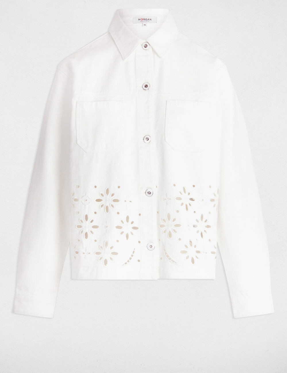 Veste en jean brodée blanc femme