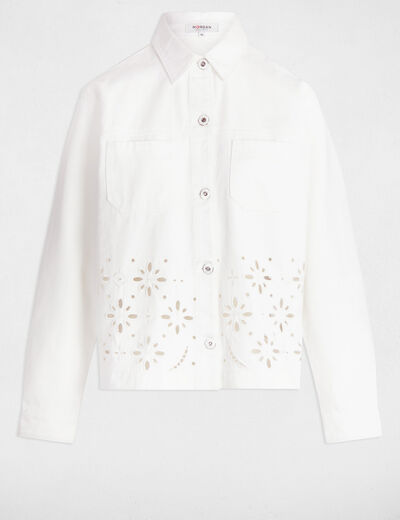Veste en jean brodée blanc femme
