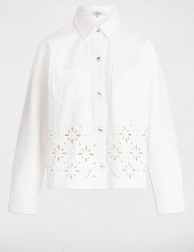 veste en jean brodee blanc femme Veste en jean brodée blanc femme