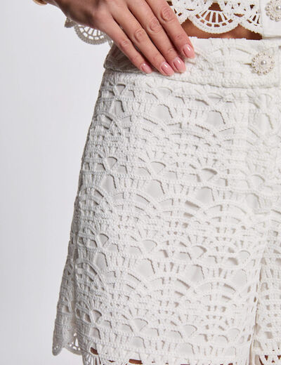 Short large dentelle blanc femme