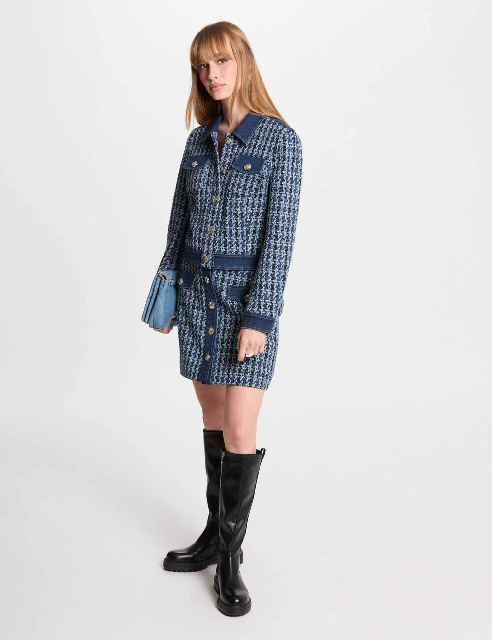 Kurze Tweed-Jacke mehrfarbig damen