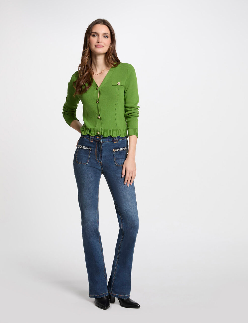 Cardigan mit V-Ausschnitt vert anis damen