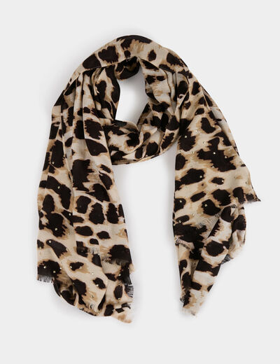 Foulard imprimé léopard multicolore femme