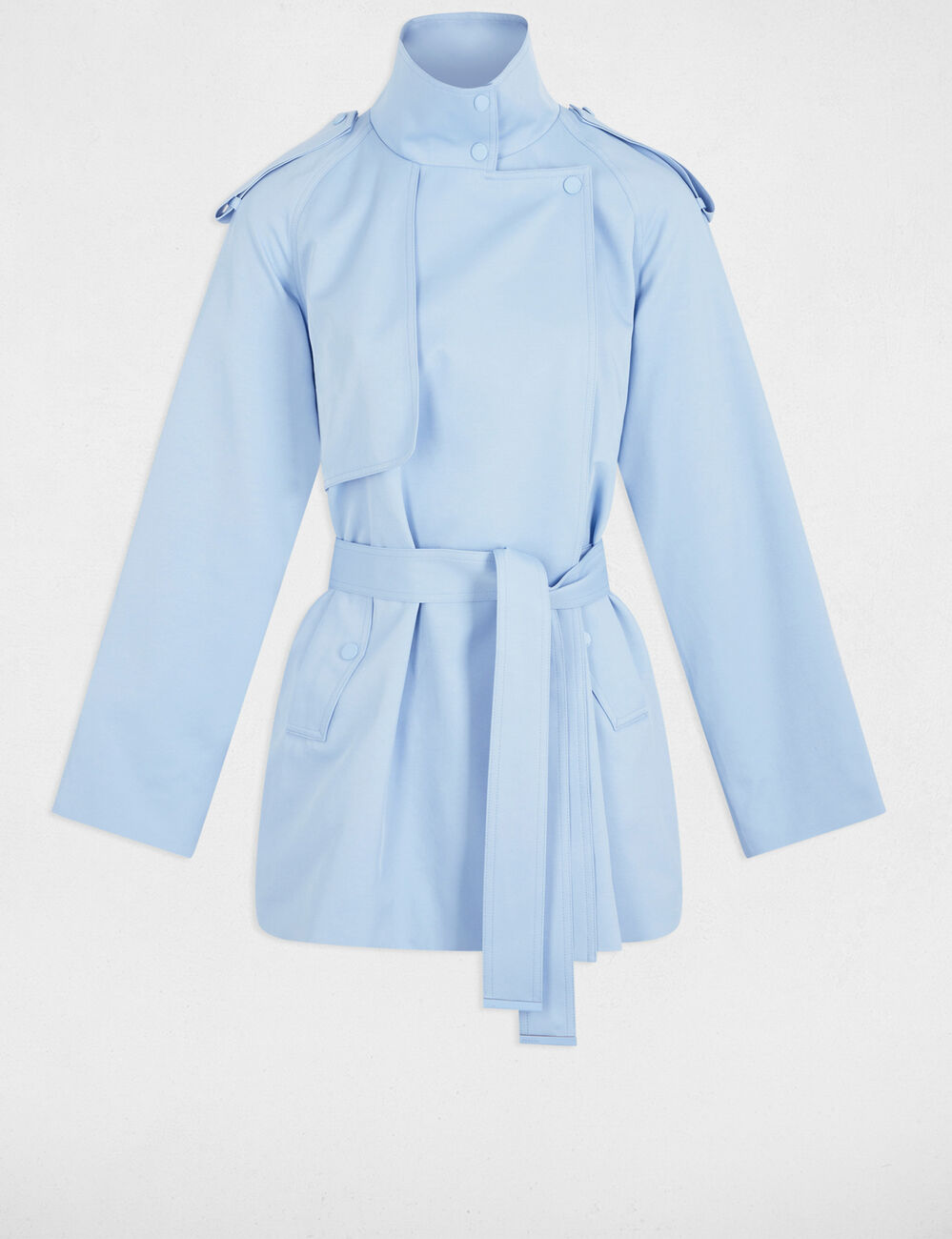Trench court fluide bleu ciel femme