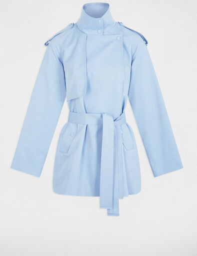 Trench court fluide bleu ciel femme