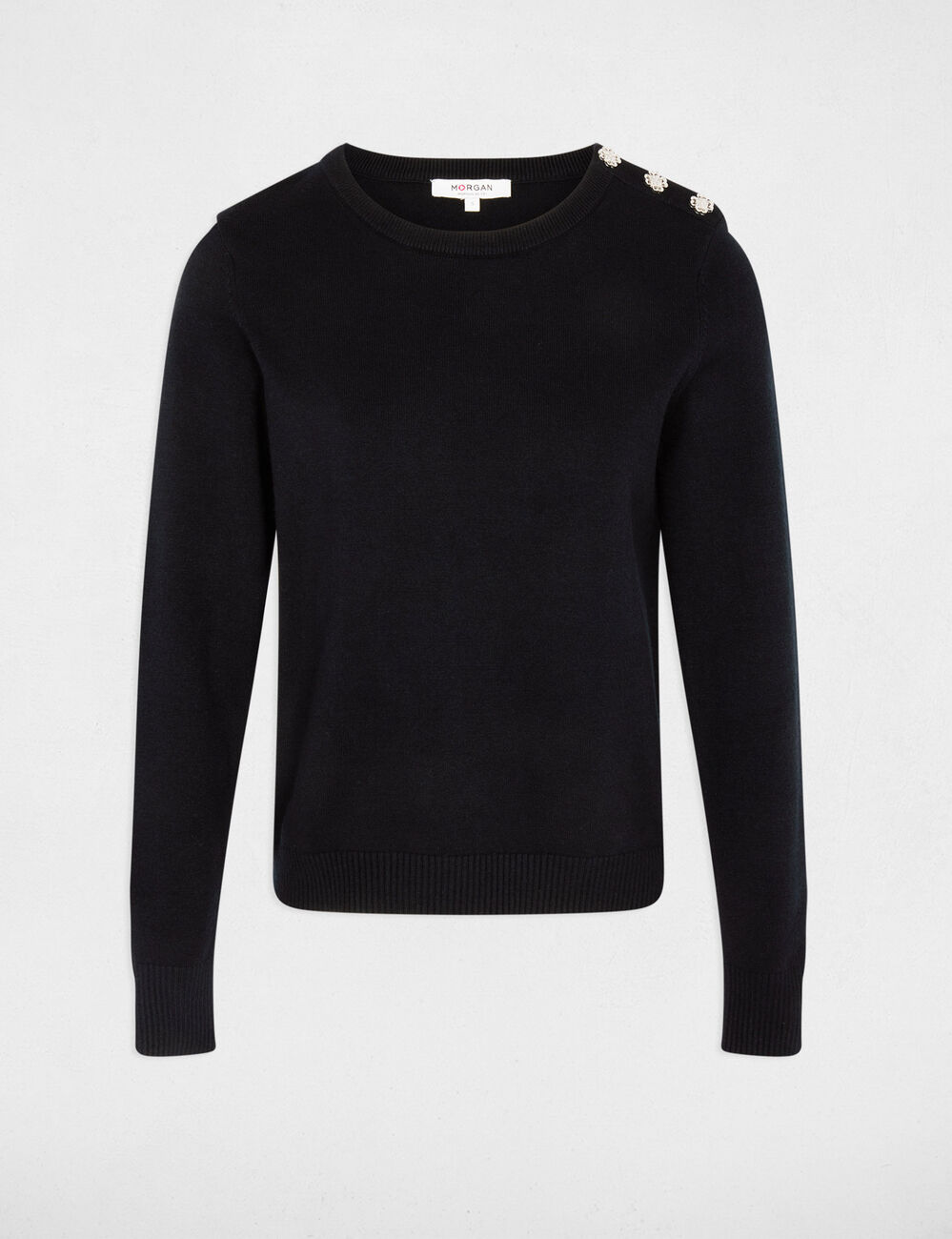Pullover mit Rundhals und Kn&ouml;pfen marineblau damen