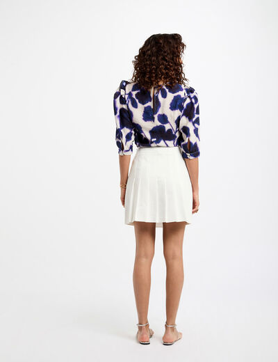 Jupe courte plissée blanc femme