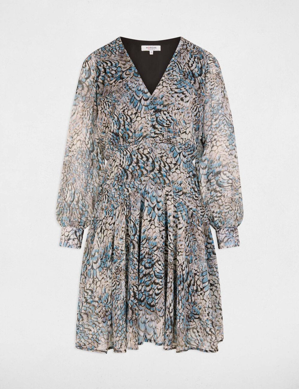 Kurzes kleid mit puff&auml;rmeln mehrfarbig damen