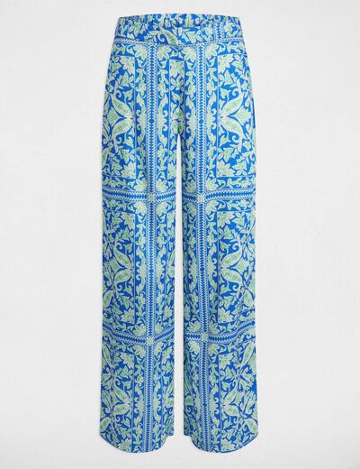 Pantalon large imprimé multicolore femme