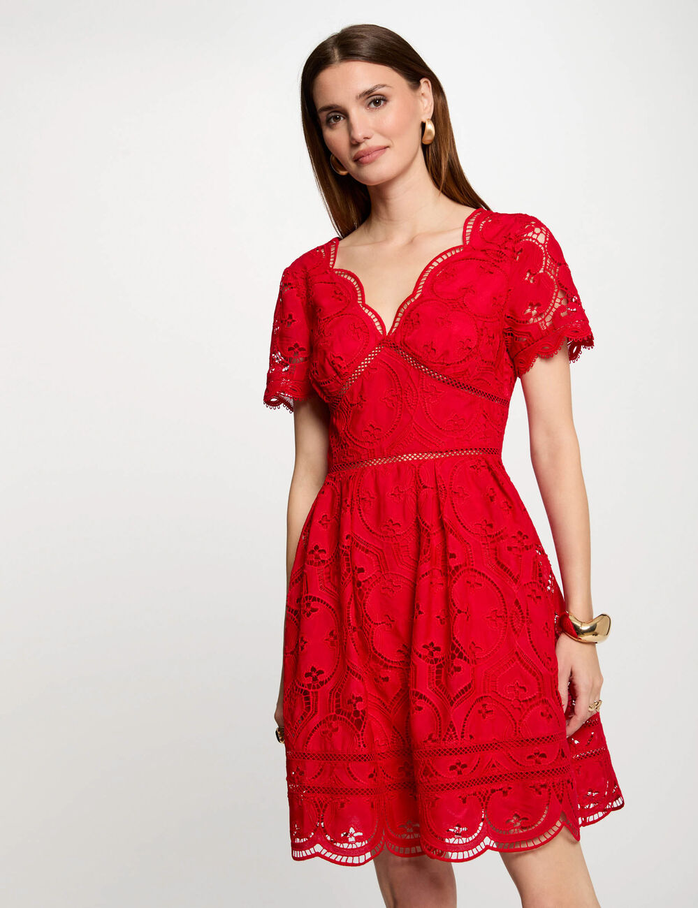 Kurzes, ausgestelltes Kleid rot damen