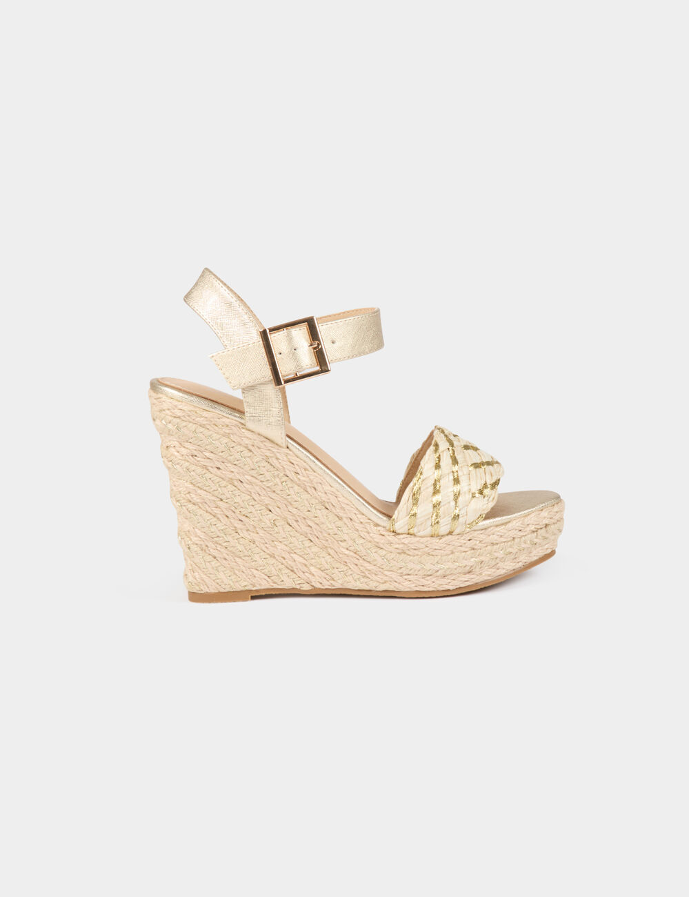 Keilabsatz-Sandalen goldgelb damen