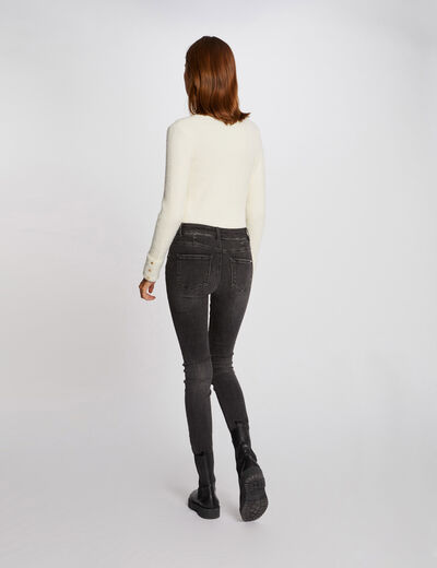 Fflauschiger Strickpullover elfenbein damen