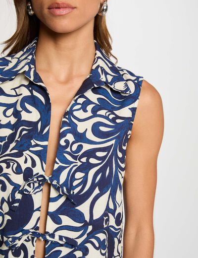 Chemise sans manches imprimée multicolore femme