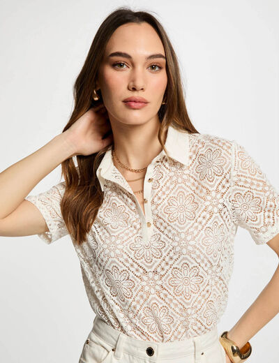 Polo manches courtes blanc femme