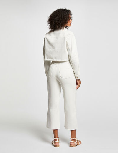 Jeans flare taille haute blanc femme
