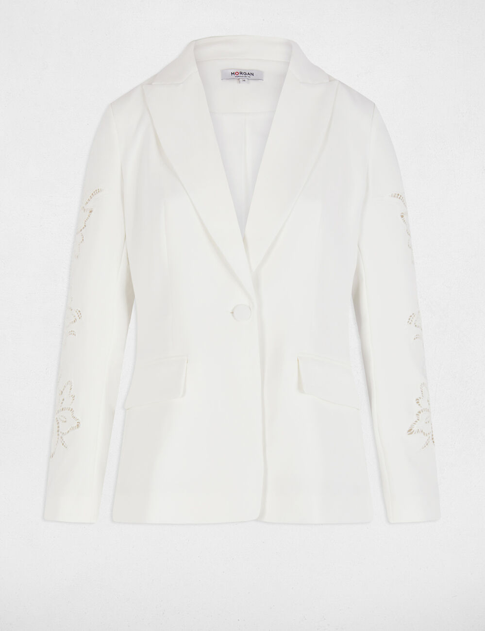 Blazer manches dentelle blanc femme