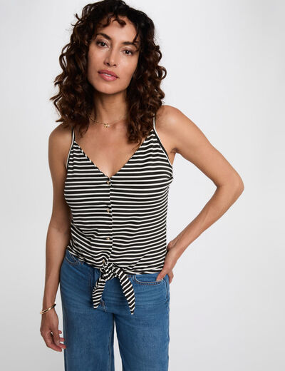 Cropped V-Ausschnitt Top schwarz damen