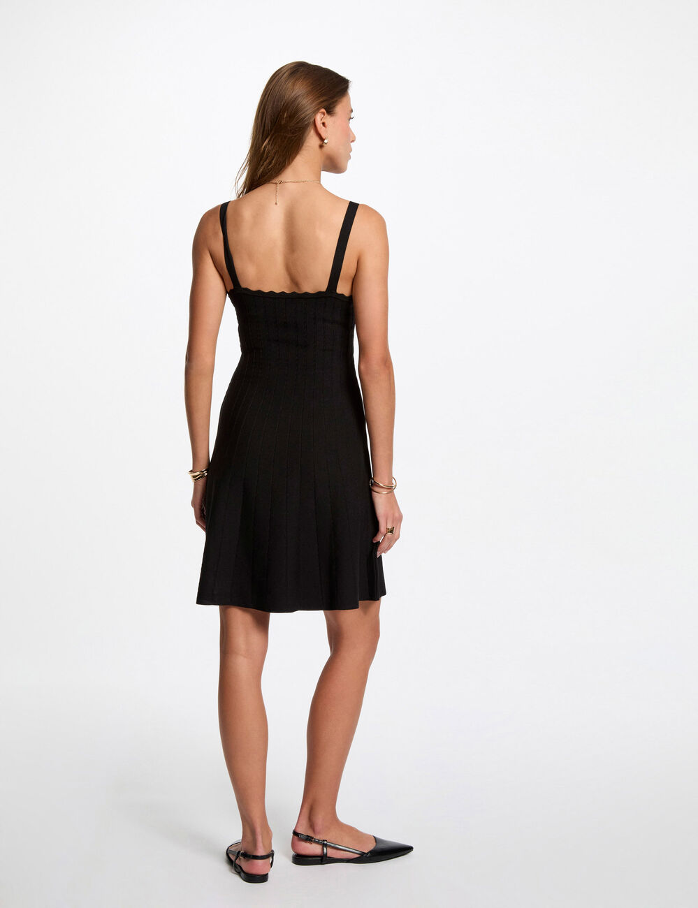 Kurzes Trapez-Strickkleid schwarz damen