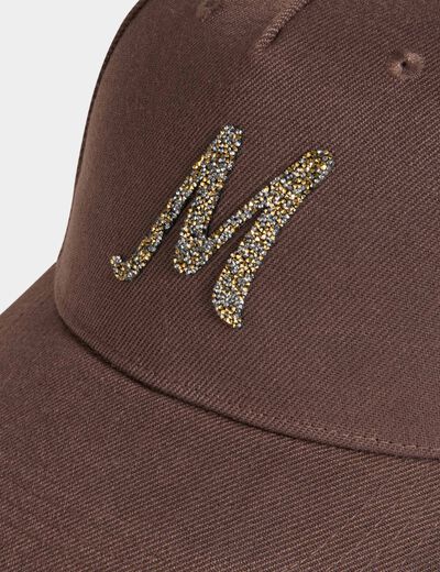 Casquette strass marron fonc&eacute; femme