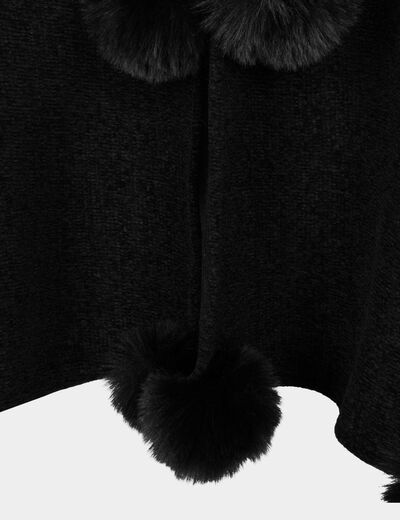 Poncho mit Pompons schwarz damen
