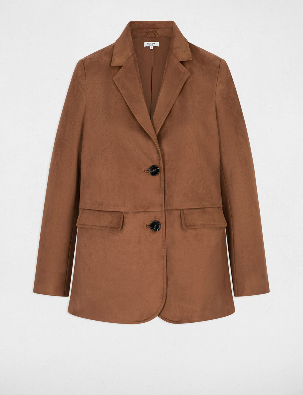 Blazer su&eacute;dine col tailleur marron chocolat femme