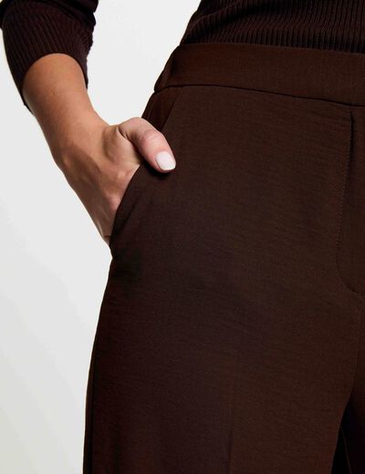 Pantalon large fluide marron fonc&eacute; femme
