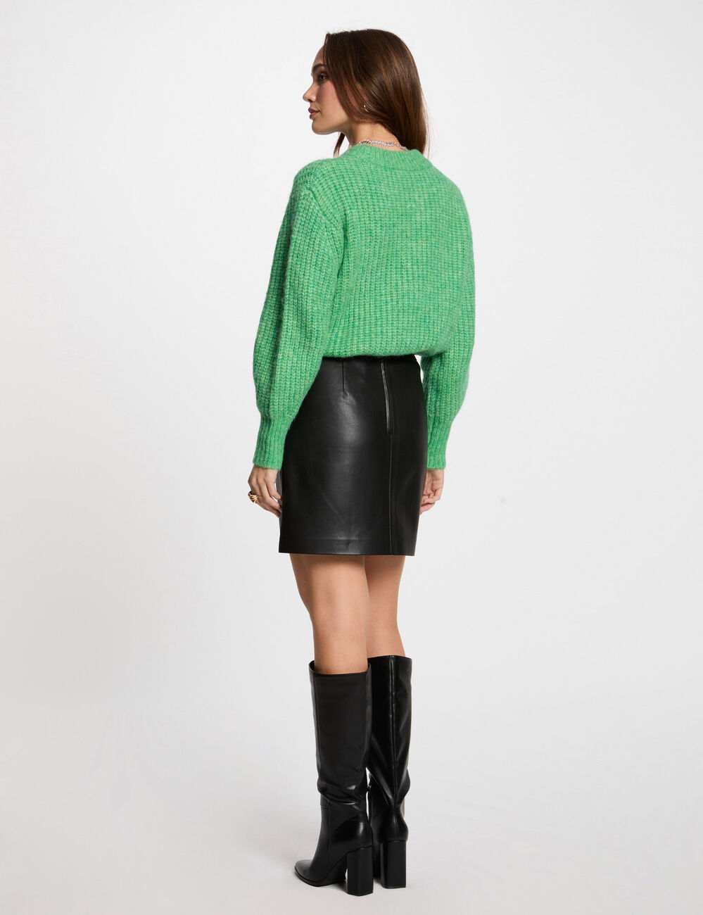 Langarm-Pullover mit Rundhalsausschnitt mintgrün damen