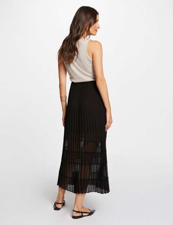 plissierter midi rock in a linie schwarz damen Plissierter Midi-Rock in A-Linie schwarz damen