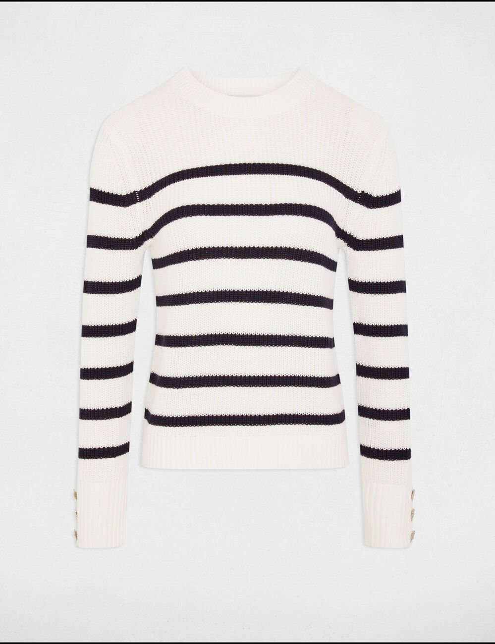 Rundhals-Pullover mit Streifen weiss damen